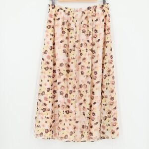 Gianni Bini Floral Print Midi Skirt Womens Fairy Cottage Watercolor Flowy Size S